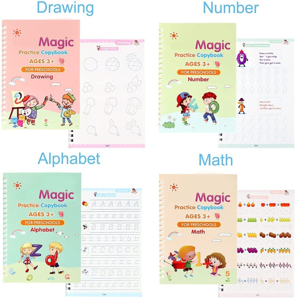 4pcs Magic Practice Copybook For Kids Handwriting Reusable - Temu United  Arab Emirates