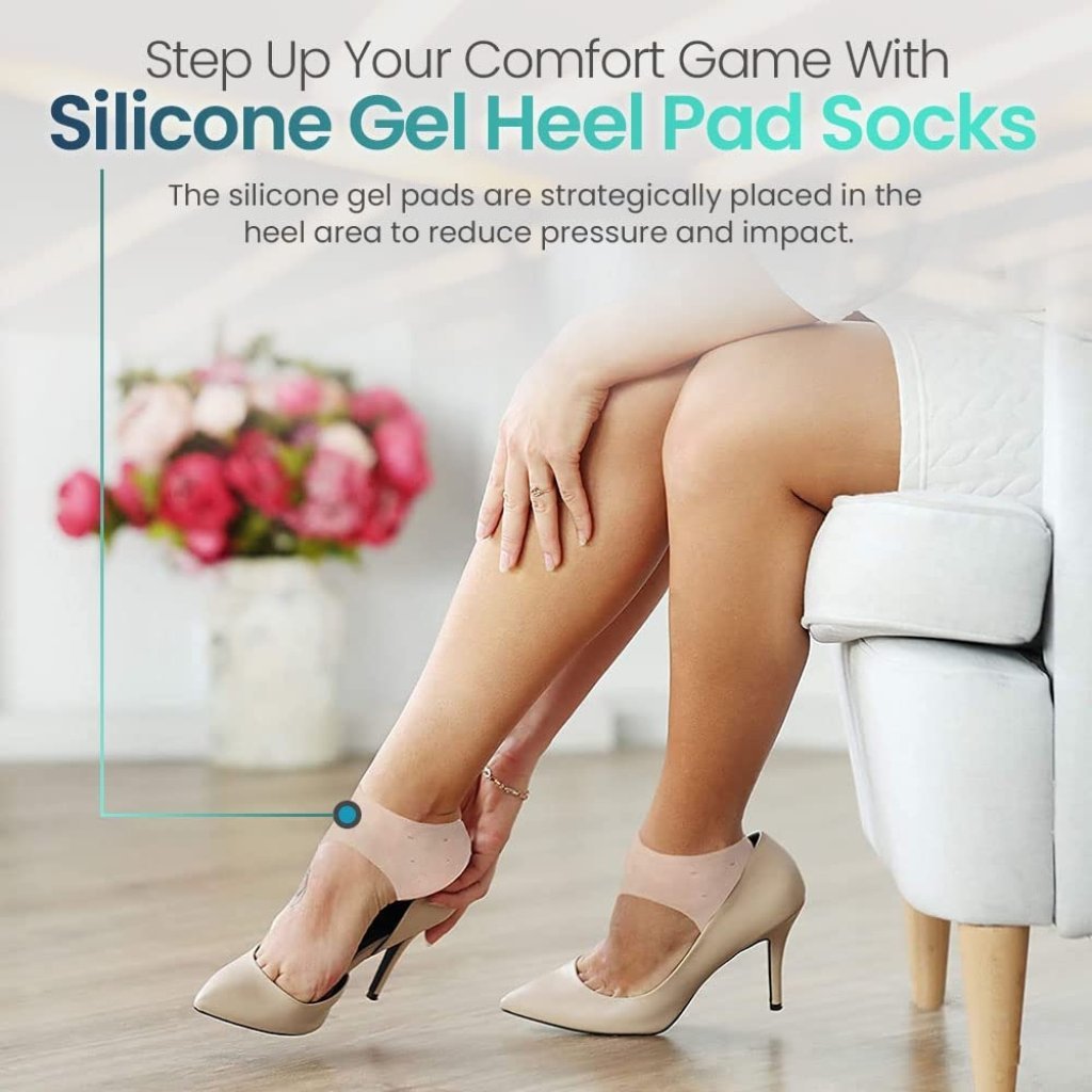 Moisturizing Socks and Silicone Heel Protectors Combo Pain Relief