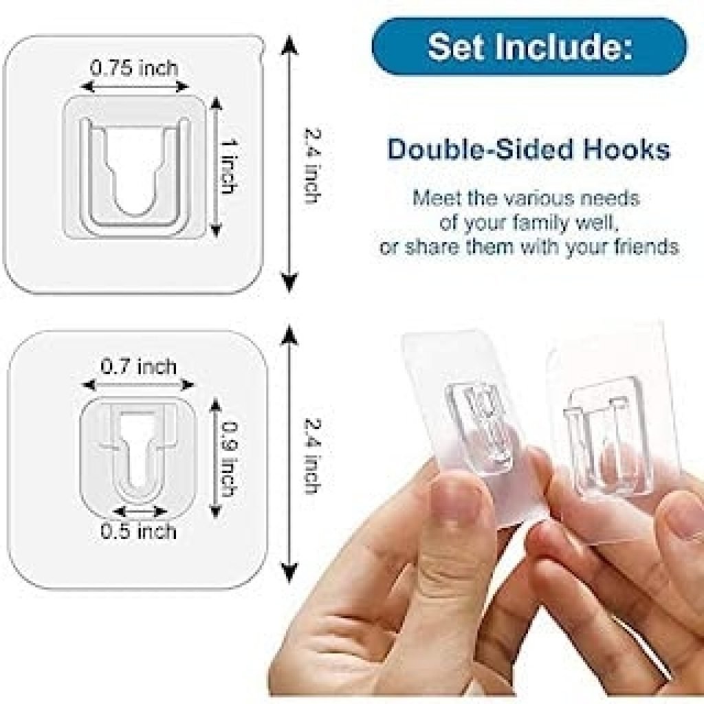 1 Pair Double-Sided Adhesive Wall Hooks Hanger Strong Transparent