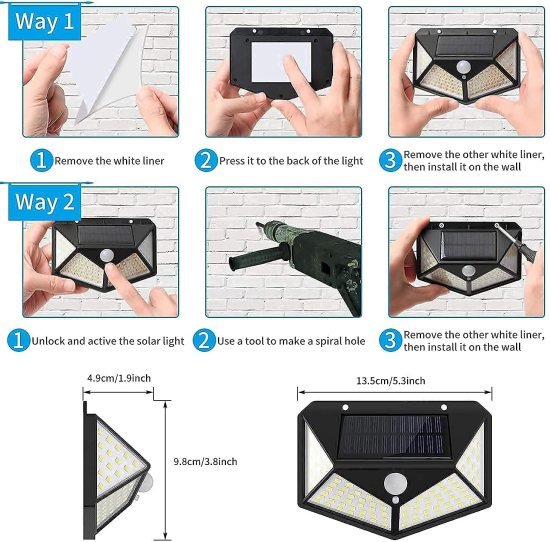 100 Led Motion Sensor Solar Light Home & Kitchen