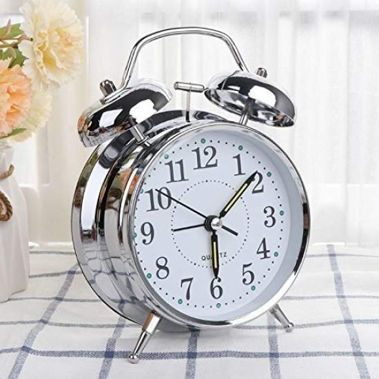 13 CM Twin Bell Silver Alarm Clock Home Improvement