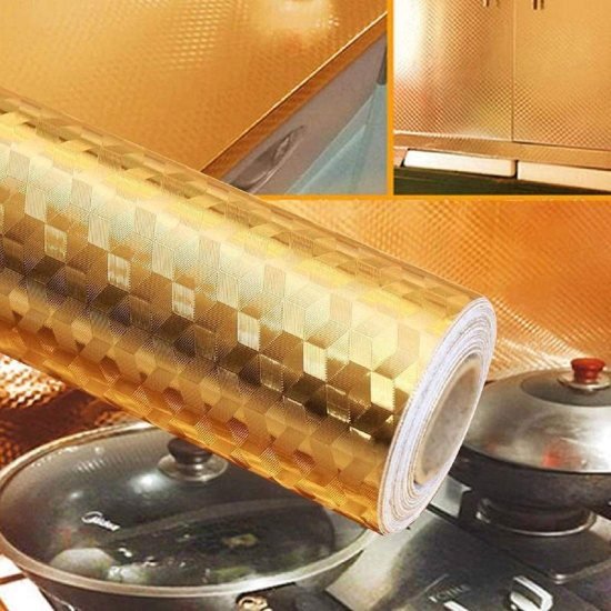 200x60 cm Golden Foil Checks Home & Kitchen