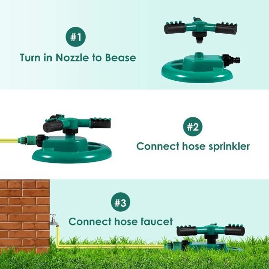 Garden Sprinkler 3  Arm Rotating  Outdoor