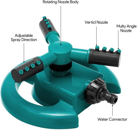 Garden Sprinkler 3  Arm Rotating  Outdoor