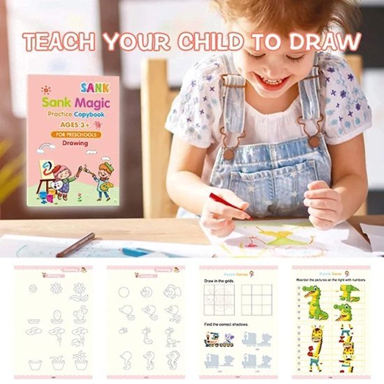 Magic Practice Book for kids 4 pcs 10 refill Office & Stationery