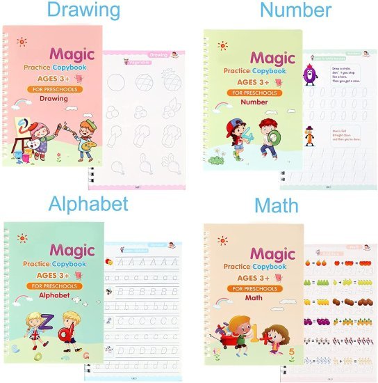 Magic Practice Book for kids 4 pcs 10 refill Office & Stationery