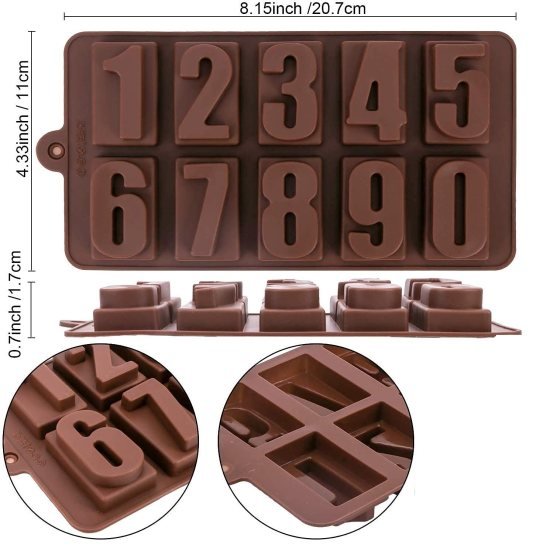 Numeric Chocolate Mould Silicone Ice Cube Tray  Kitchenware