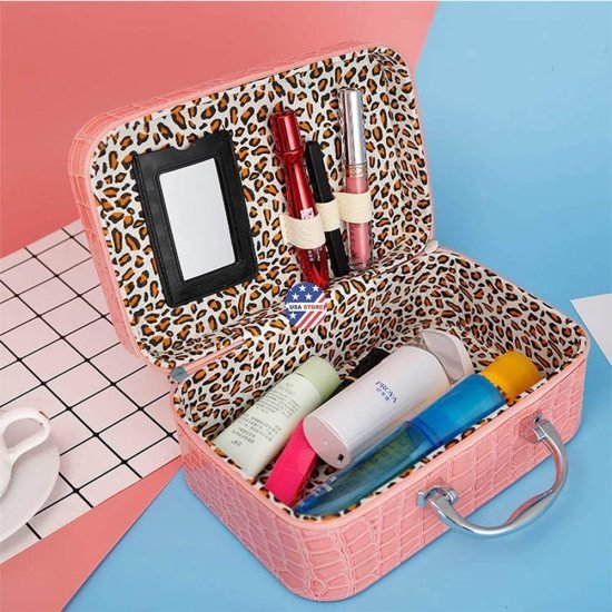 Pink Cosmetic Case Makeup Storage Box cosmetic Bags