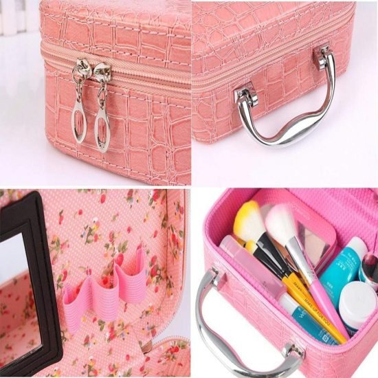 Pink Cosmetic Case Makeup Storage Box cosmetic Bags