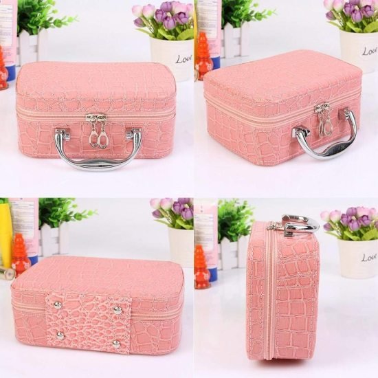 Pink Cosmetic Case Makeup Storage Box cosmetic Bags