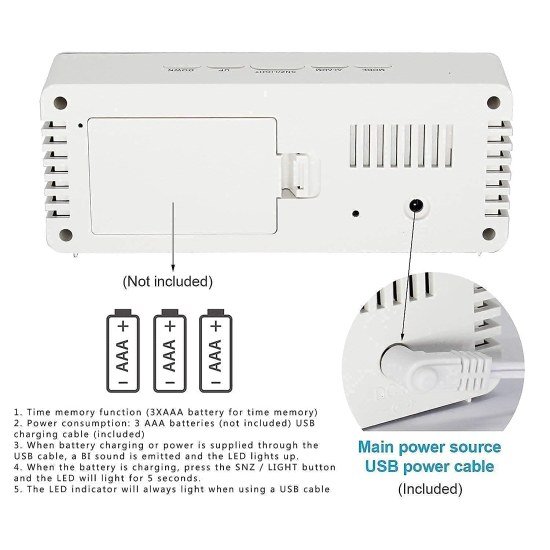 Digital Mirror Clock LED Display Alarm Cock Home Improvement