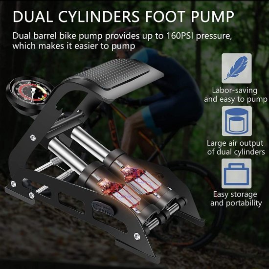 Heavy Double Barrel Foot Pump Automotive