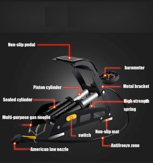 Heavy Double Barrel Foot Pump Automotive