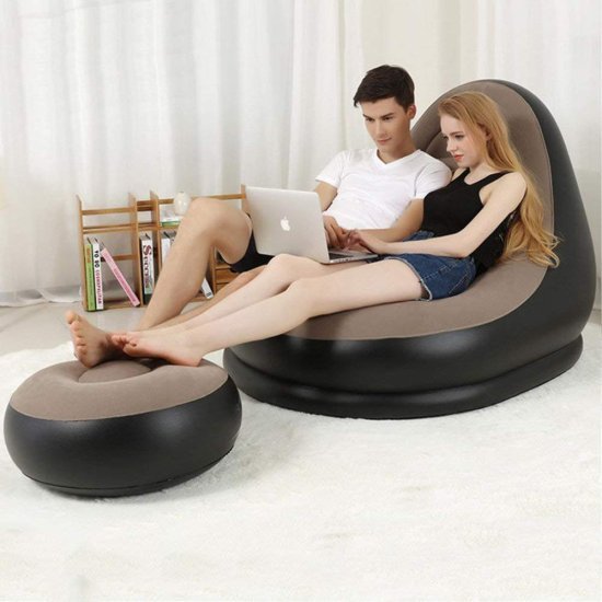 Inflatable Chair Lazy Sofa With Footrest Home Improvement