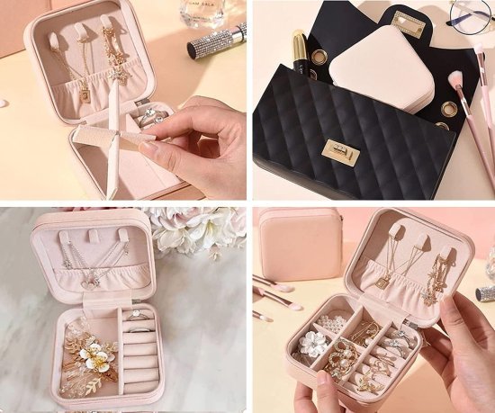 PU Mini Jewellery Box Jewelry Organiser cosmetic Bags