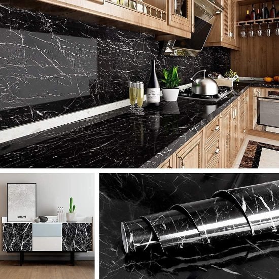 60x200 cm Black Marble Foil Roll  Home Improvement