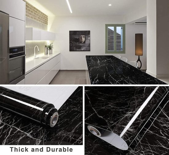 60x200 cm Black Marble Foil Roll  Home Improvement