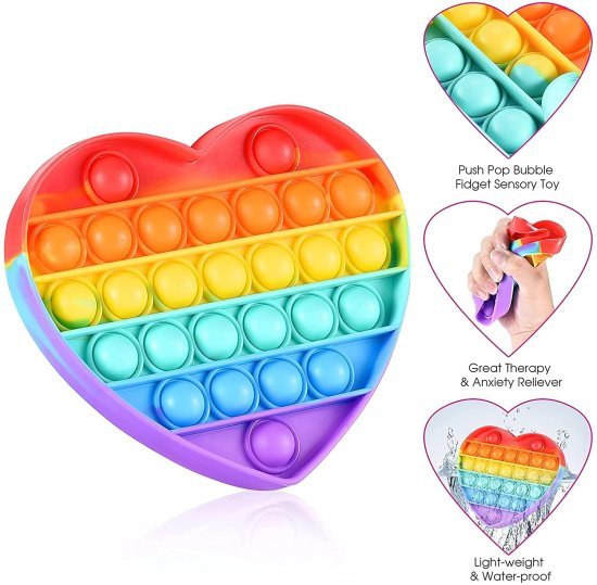 Heart Fidget Pop it Rainbow Toy Toys