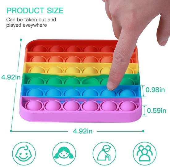 Square Fidget Pop it Rainbow Toy Toys