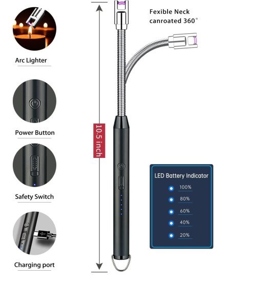 Rechargeable Usb Electric Gas Lighter Kitchenware