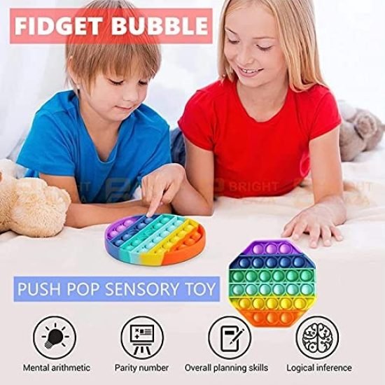 Round Fidget Pop it Rainbow Toy Toys