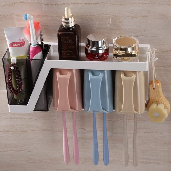 4 Cup Toothbrush Holder Bathroom Shelf Magic Sticker Series Bathroom Accessories