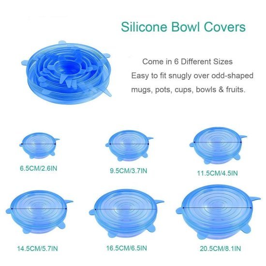 6 Pcs Silicone Lid Cover Silicon Lids Kitchenware