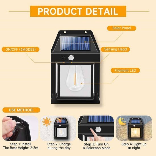 Solar Wall Bulb Lamp Outdoor