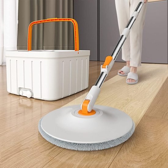 Spin Mop Bucket with 2 Microfiber Refills Cleaning Accessories