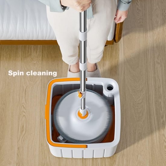 Spin Mop Bucket with 2 Microfiber Refills Cleaning Accessories