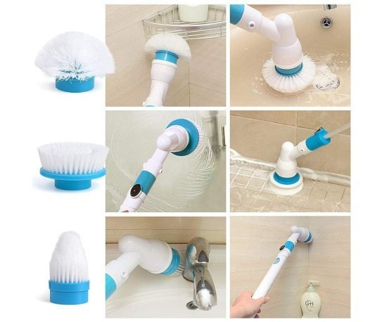 Spin Scrubber with 3 Replaceable Brushes Cleaning Accessories